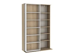 Biblioteca|Vente-unique Biblioteca de correr - 18 nichos - Branco e carvalho - PRALI Natural claro / Branco