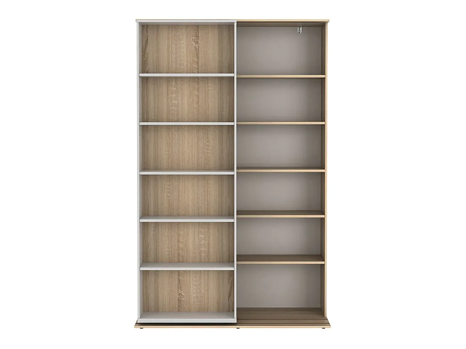 Biblioteca|Vente-unique Biblioteca de correr - 18 nichos - Branco e carvalho - PRALI Natural claro / Branco