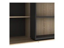 Vente-unique Biblioteca de correr com 18 nichos natural e antracite PRALI^ Biblioteca