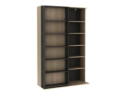 Vente-unique Biblioteca de correr com 18 nichos natural e antracite PRALI^ Biblioteca