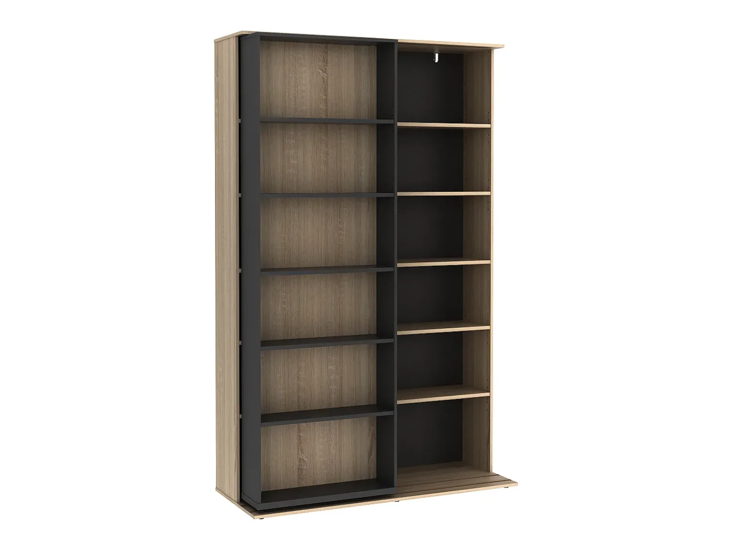 Vente-unique Biblioteca de correr com 18 nichos natural e antracite PRALI^ Biblioteca