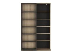 Vente-unique Biblioteca de correr com 18 nichos natural e antracite PRALI^ Biblioteca