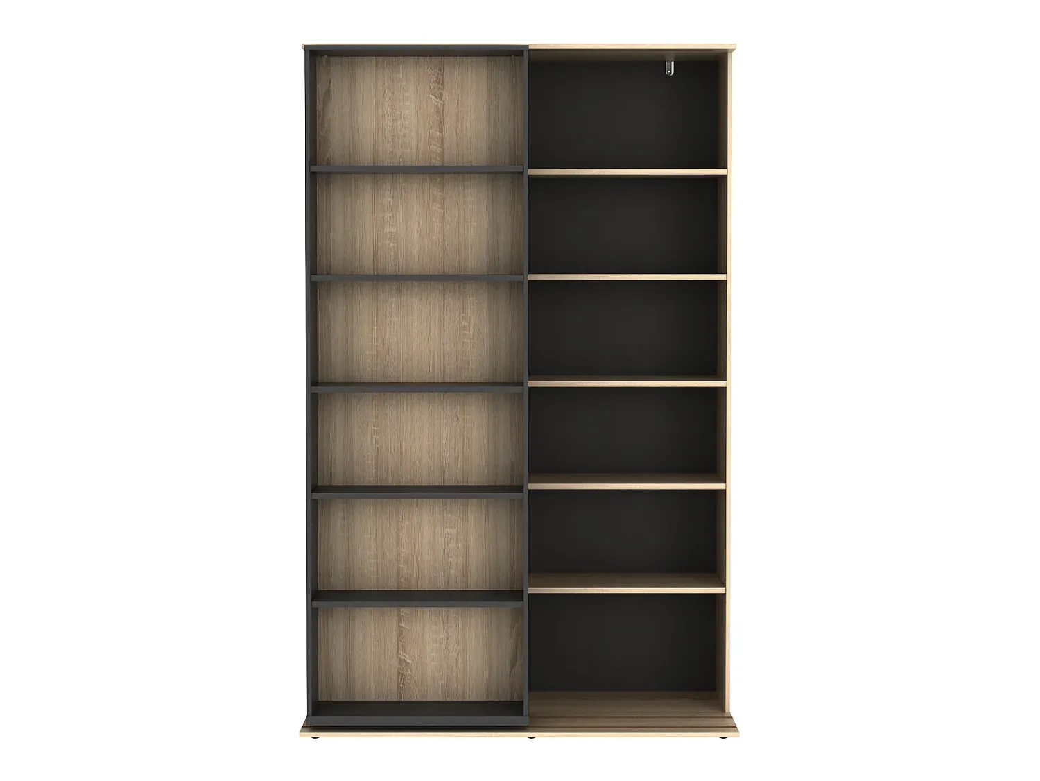 Vente-unique Biblioteca de correr com 18 nichos natural e antracite PRALI^ Biblioteca