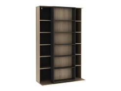 Vente-unique Biblioteca de correr com 18 nichos natural e antracite PRALI^ Biblioteca
