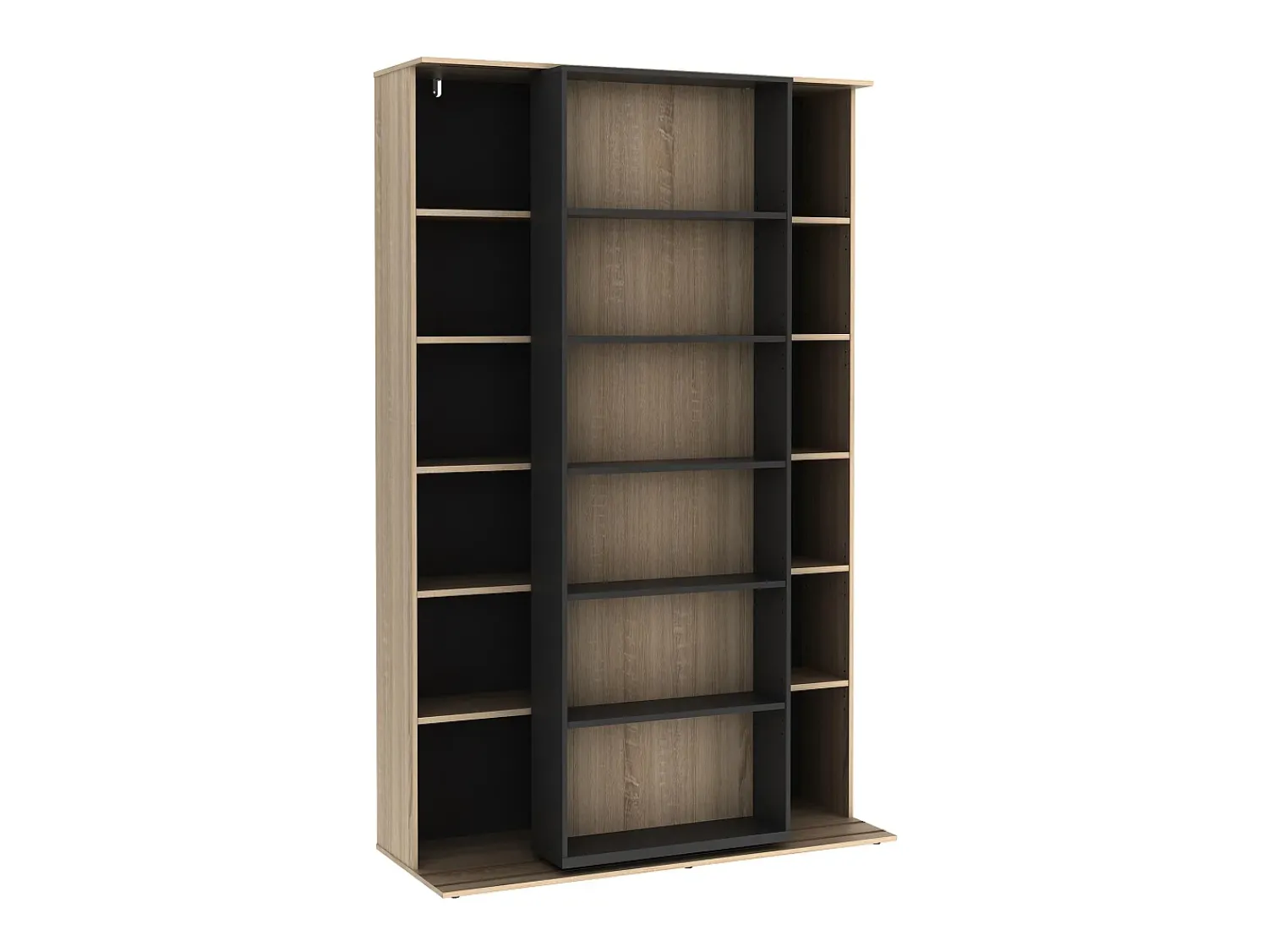 Vente-unique Biblioteca de correr com 18 nichos natural e antracite PRALI^ Biblioteca