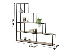 Sale Meublorama Biblioteca em forma de escada com 5 níveis 157x30x160cm Castanho