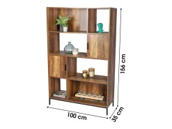 Online Meublorama Biblioteca em madeira e estrutura de metal 100x35x156cm Natural escuro