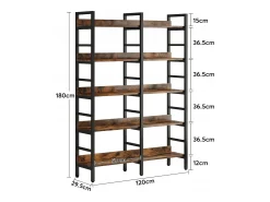 Prateleira|Tribesigns Biblioteca, Estante de Escritório com 5 Níveis, Estante em Pés, Biblioteca Aberta, Grande, Estilo Industrial, 180 x 80 x 30 cm Castanho