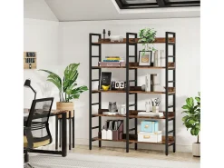 Prateleira|Tribesigns Biblioteca, Estante de Escritório com 5 Níveis, Estante em Pés, Biblioteca Aberta, Grande, Estilo Industrial, 180 x 80 x 30 cm Castanho