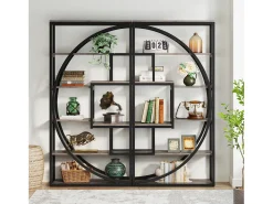 Biblioteca|Tribesigns Biblioteca Industrial de 5 Níveis, Biblioteca com 180 cm de Altura com 8 Prateleiras de Armazenamento Abertas Cinzento