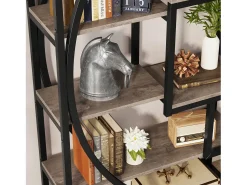 Biblioteca|Tribesigns Biblioteca Industrial de 5 Níveis, Biblioteca com 180 cm de Altura com 8 Prateleiras de Armazenamento Abertas Cinzento