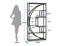 Biblioteca|Tribesigns Biblioteca Industrial de 5 Níveis, Biblioteca com 180 cm de Altura com 8 Prateleiras de Armazenamento Abertas Cinzento