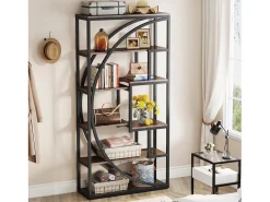 Biblioteca|Tribesigns Biblioteca Industrial de 5 Níveis, Biblioteca com 180 cm de Altura com 8 Prateleiras de Armazenamento Abertas Castanho