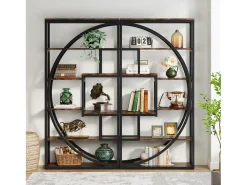 Biblioteca|Tribesigns Biblioteca Industrial de 5 Níveis, Biblioteca com 180 cm de Altura com 8 Prateleiras de Armazenamento Abertas Castanho