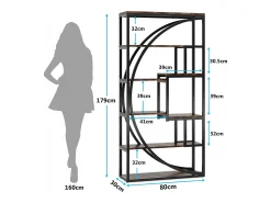 Biblioteca|Tribesigns Biblioteca Industrial de 5 Níveis, Biblioteca com 180 cm de Altura com 8 Prateleiras de Armazenamento Abertas Castanho