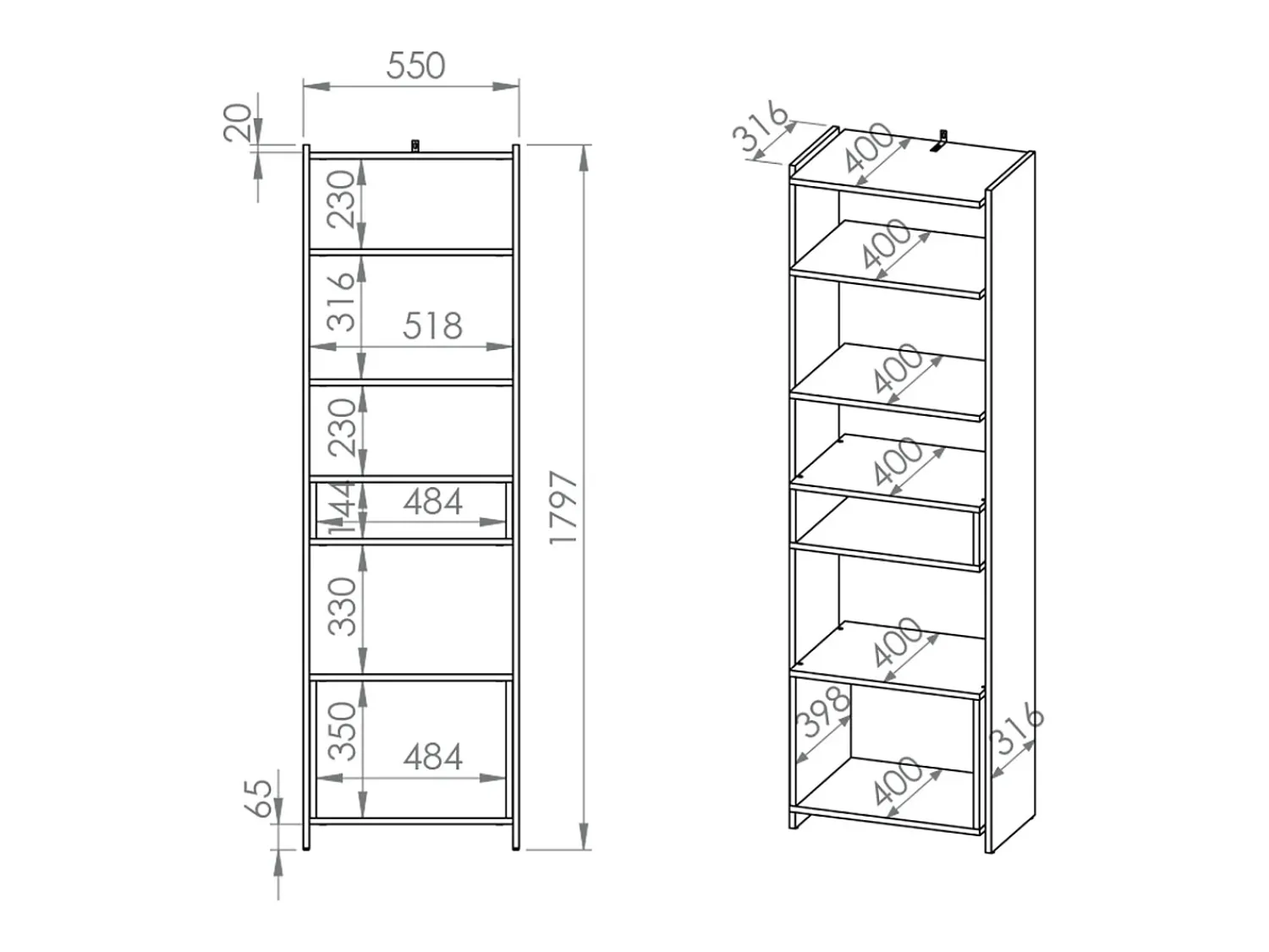 Prateleira|Petits-Meubles Biblioteca Tara madeira 180cm Natural claro