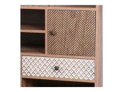 Biblioteca*Meublorama Bibliothèque ALTA coloris chêne clair avec 2 portes et 1 tiroir – Design scandinave et rangement pratique Castanho