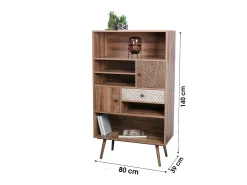Biblioteca*Meublorama Bibliothèque ALTA coloris chêne clair avec 2 portes et 1 tiroir – Design scandinave et rangement pratique Castanho