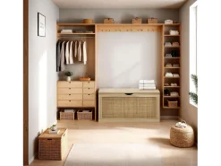 duehome Bota de fabrico Pino - Rattan^ Móvel De Arrumação|Sapateira