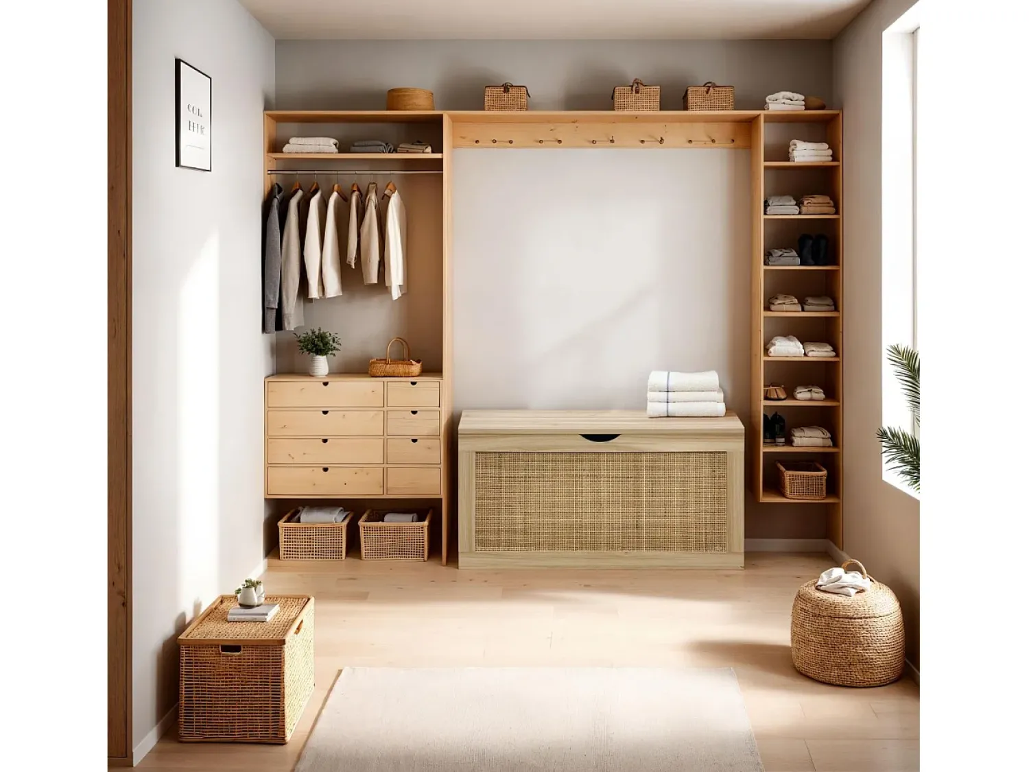 duehome Bota de fabrico Pino - Rattan^ Móvel De Arrumação|Sapateira