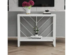 CosmoLiving by Cosmopolitan Brielle | Mesa de Consola com 1 Prateleira em Marbel Look^ Consola
