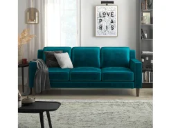 Sofá*Dorel Home Brynn | Sofá de 3 lugares em Veludo Verde