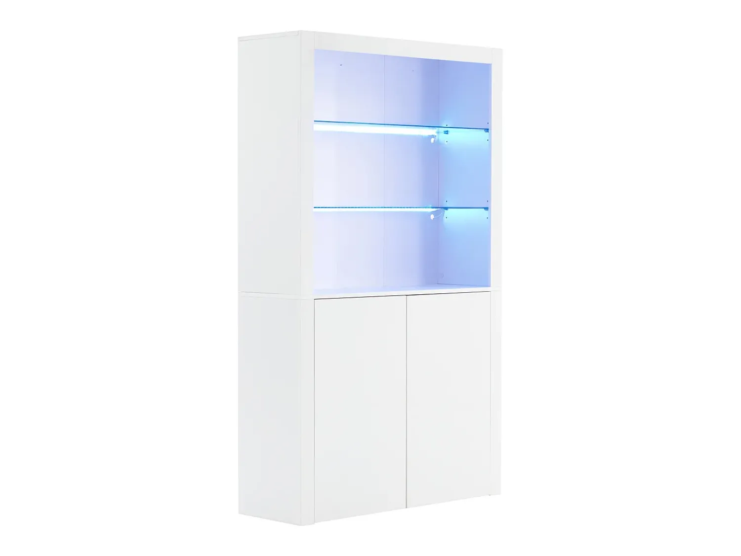 ModernLuxe Buffet alto para sala 100x35x170 cm - vitrines com iluminação LED - tampo de vidro temperado -^ Vitrina