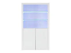 ModernLuxe Buffet alto para sala 100x35x170 cm - vitrines com iluminação LED - tampo de vidro temperado -^ Vitrina