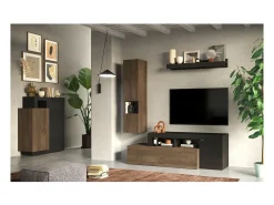 Online Meublorama Buffet design com 2 portas coleção DOMI. Cor cinza antracite carvalho escuro Cinzento
