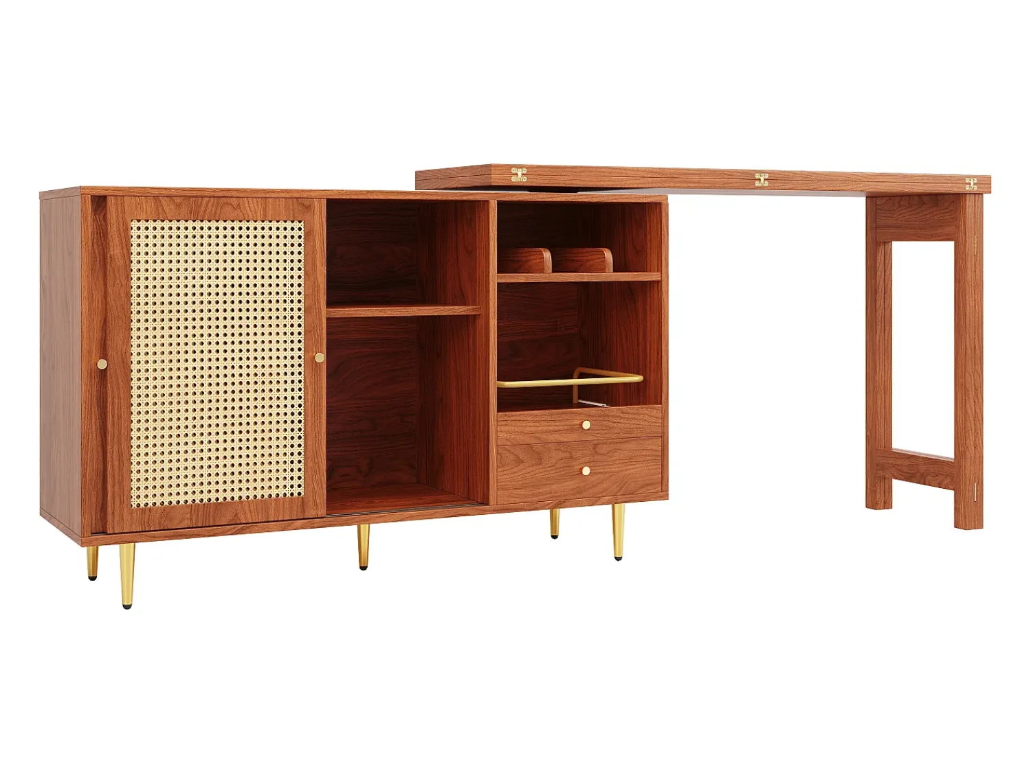 ModernLuxe Buffet, Móveis de Bar Rotativo Extensível - MDF - Com Armazenamento Diversos -^ Móvel De Bar