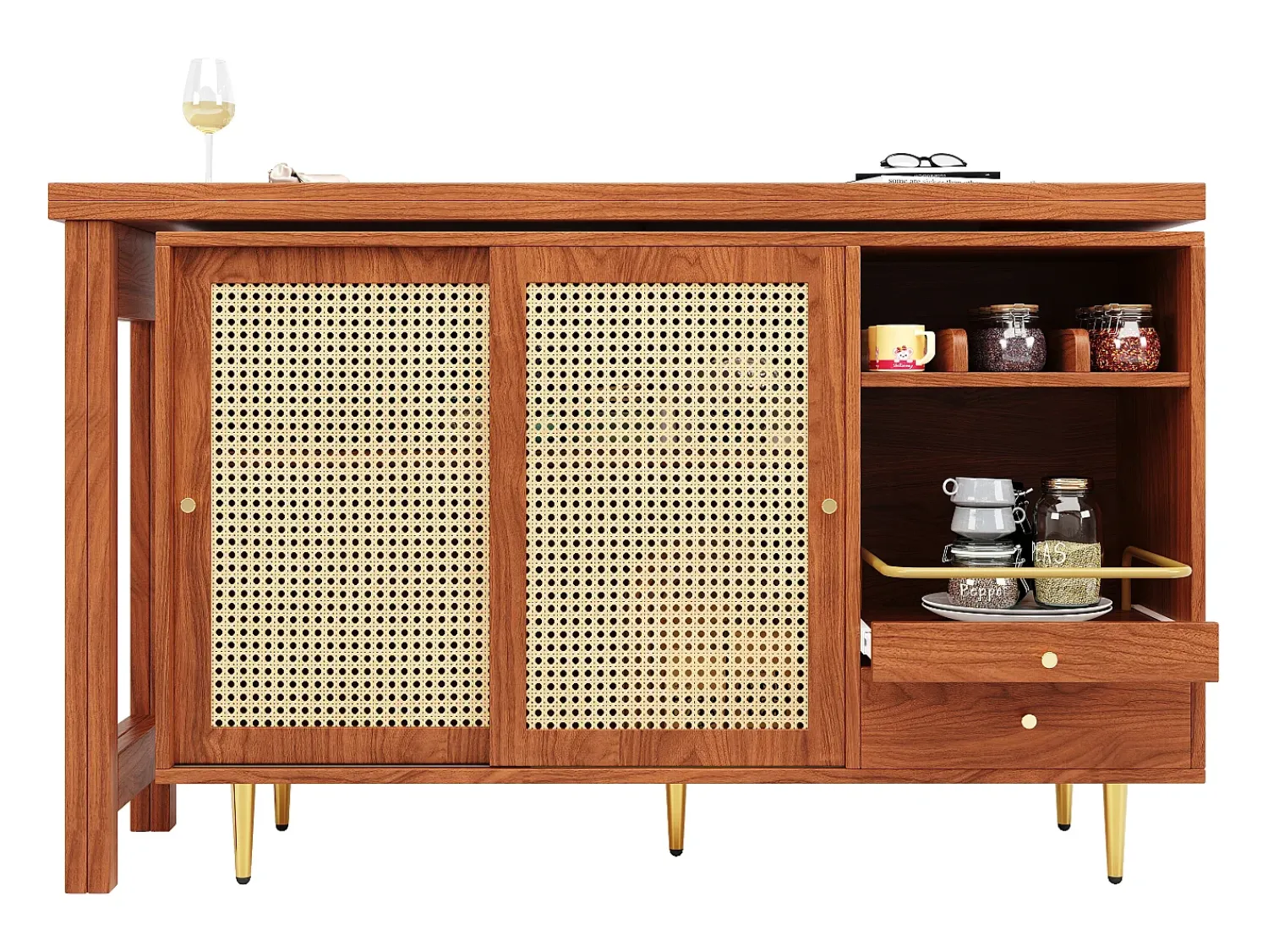 ModernLuxe Buffet, Móveis de Bar Rotativo Extensível - MDF - Com Armazenamento Diversos -^ Móvel De Bar