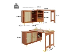 ModernLuxe Buffet, Móveis de Bar Rotativo Extensível - MDF - Com Armazenamento Diversos -^ Móvel De Bar