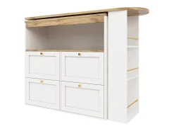 Móvel De Bar*ModernLuxe Buffet, Móvel de bar giratório e retrátil - 4 gavetas e 4 compartimentos - Branco