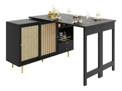 Móvel De Bar|ModernLuxe Buffet, móvel de bar giratório extensível - em MDF - com diversos armazenamentos - Preto