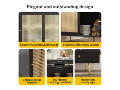 Móvel De Bar|ModernLuxe Buffet, móvel de bar giratório extensível - em MDF - com diversos armazenamentos - Preto