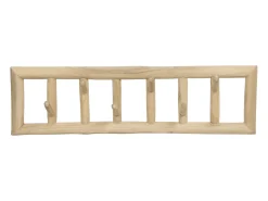 Cabide De Pé|Vente-unique Cabide 6 ganchos em madeira de teca - C70 x L11 x A20 cm - Cor: natural - LIPALIA Natural claro