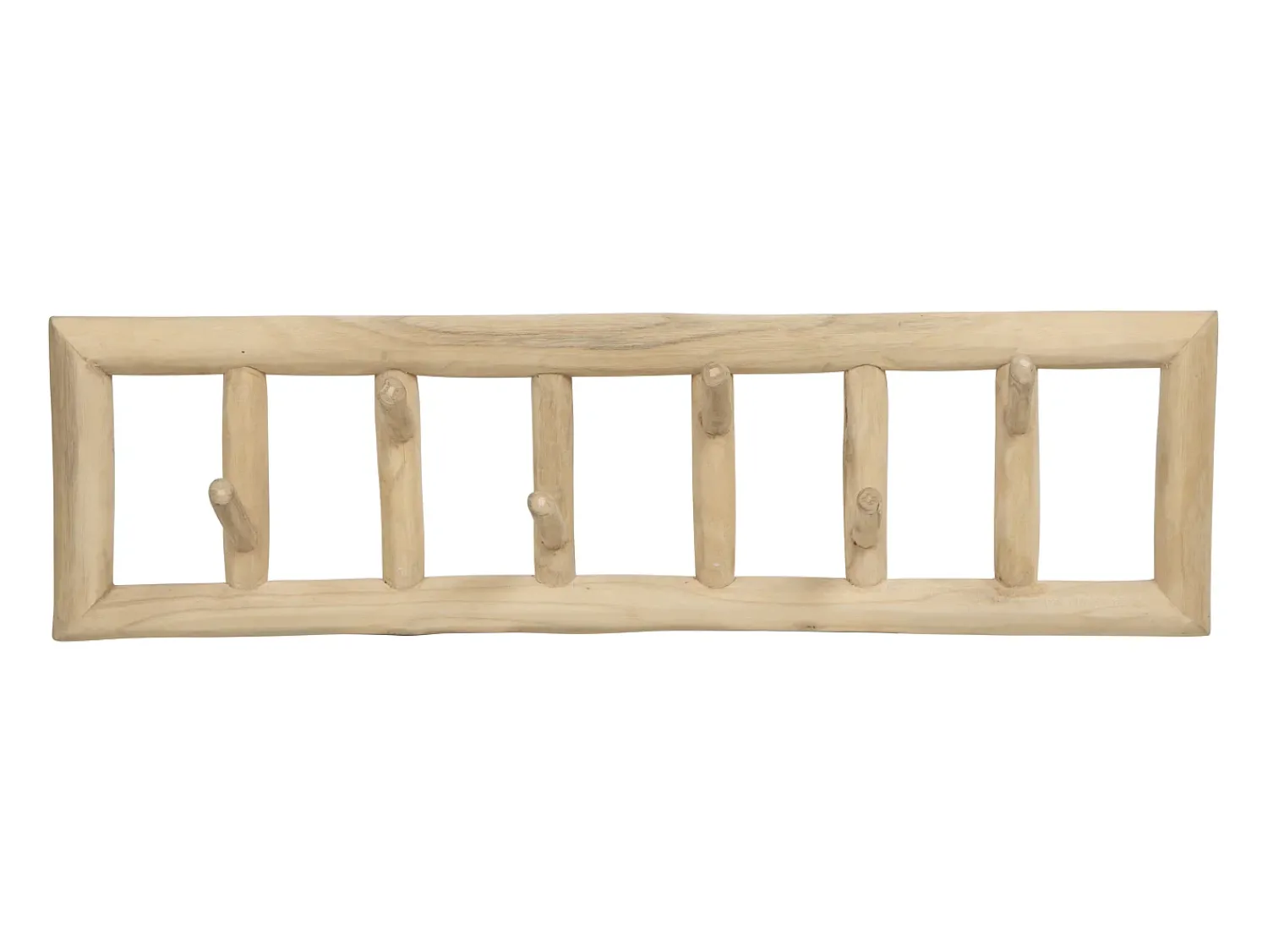 Cabide De Pé|Vente-unique Cabide 6 ganchos em madeira de teca - C70 x L11 x A20 cm - Cor: natural - LIPALIA Natural claro
