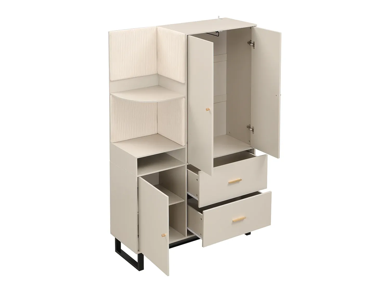 Móvel De Entrada* Cabide - roupeiro com 2 gavetas e 3 portas - arrumação aberta Bege