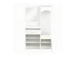 Móvel De Entrada|Hauss Spole Cabide com espelho, sapateira e banco - Móvel para hall de entrada 110x33x185,5 cm Branco