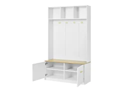 Móvel De Entrada*Hauss Spole Cabide para hall de entrada com banco, 4 ganchos e 2 portas, 105×40×180 cm Branco