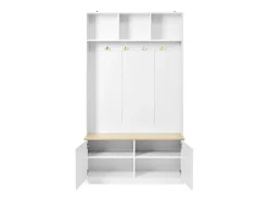 Móvel De Entrada*Hauss Spole Cabide para hall de entrada com banco, 4 ganchos e 2 portas, 105×40×180 cm Branco