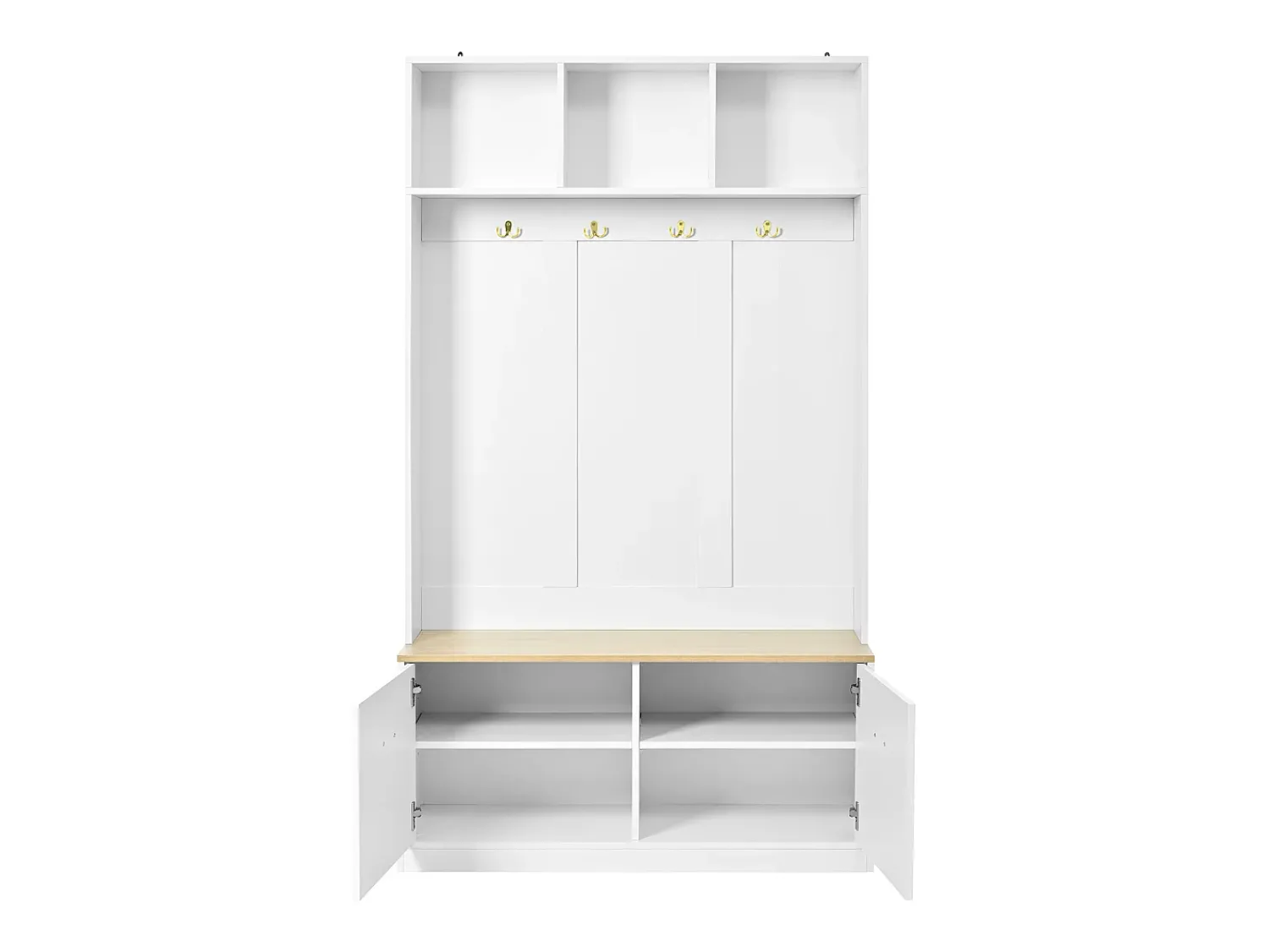 Móvel De Entrada*Hauss Spole Cabide para hall de entrada com banco, 4 ganchos e 2 portas, 105×40×180 cm Branco