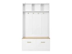 Móvel De Entrada*Hauss Spole Cabide para hall de entrada com banco, 4 ganchos e 2 portas, 105×40×180 cm Branco