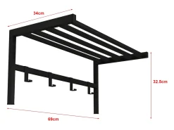Cabide De Pé|Helloshop26 Cabide com 4 ganchos 325 x 69 x 34 cm 03_0008184 Preto