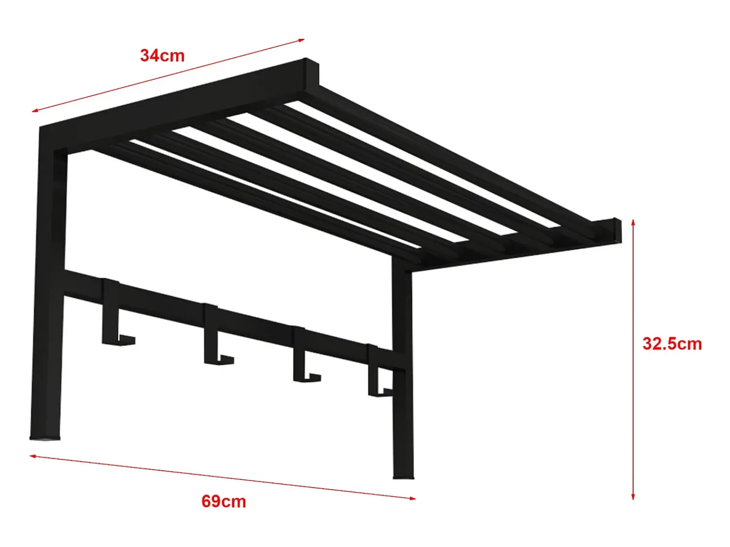 Cabide De Pé|Helloshop26 Cabide com 4 ganchos 325 x 69 x 34 cm 03_0008184 Preto