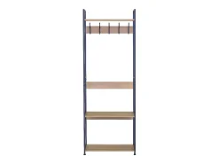 Best Cabide de entrada com 5 ganchos e 3 prateleiras, carvalho cambriano/preto, 60x175x40 cm Preto / Natural claro