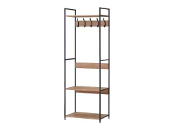 Best Cabide de entrada com 5 ganchos e 3 prateleiras, carvalho cambriano/preto, 60x175x40 cm Preto / Natural claro