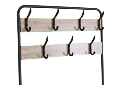 Best Cabide de entrada com 2 prateleiras e 7 ganchos, carvalho preto cambriano, 80x170x30 cm Preto / Natural claro