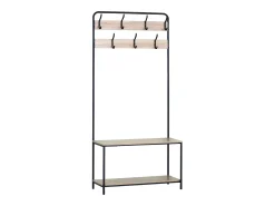 Best Cabide de entrada com 2 prateleiras e 7 ganchos, carvalho preto cambriano, 80x170x30 cm Preto / Natural claro