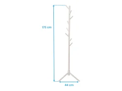 Cabide de entrada Reki com 8 cabides, madeira branca, 44x172x44 cm Branco